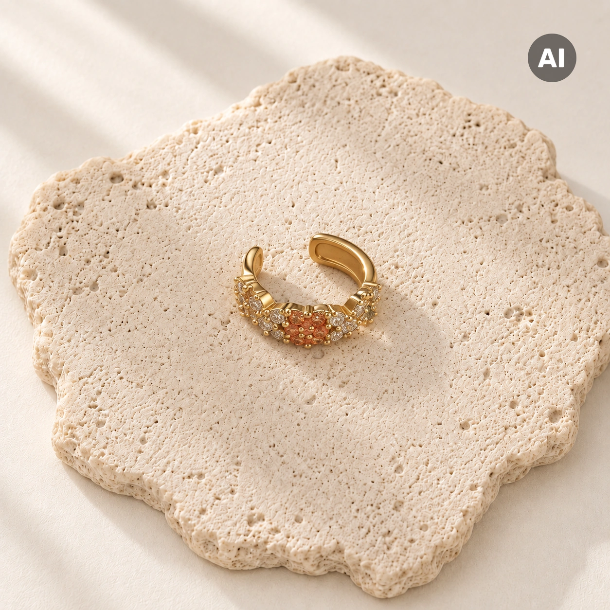 Ear Cuff mit buntem Besatz und offenen Enden, goldfarben