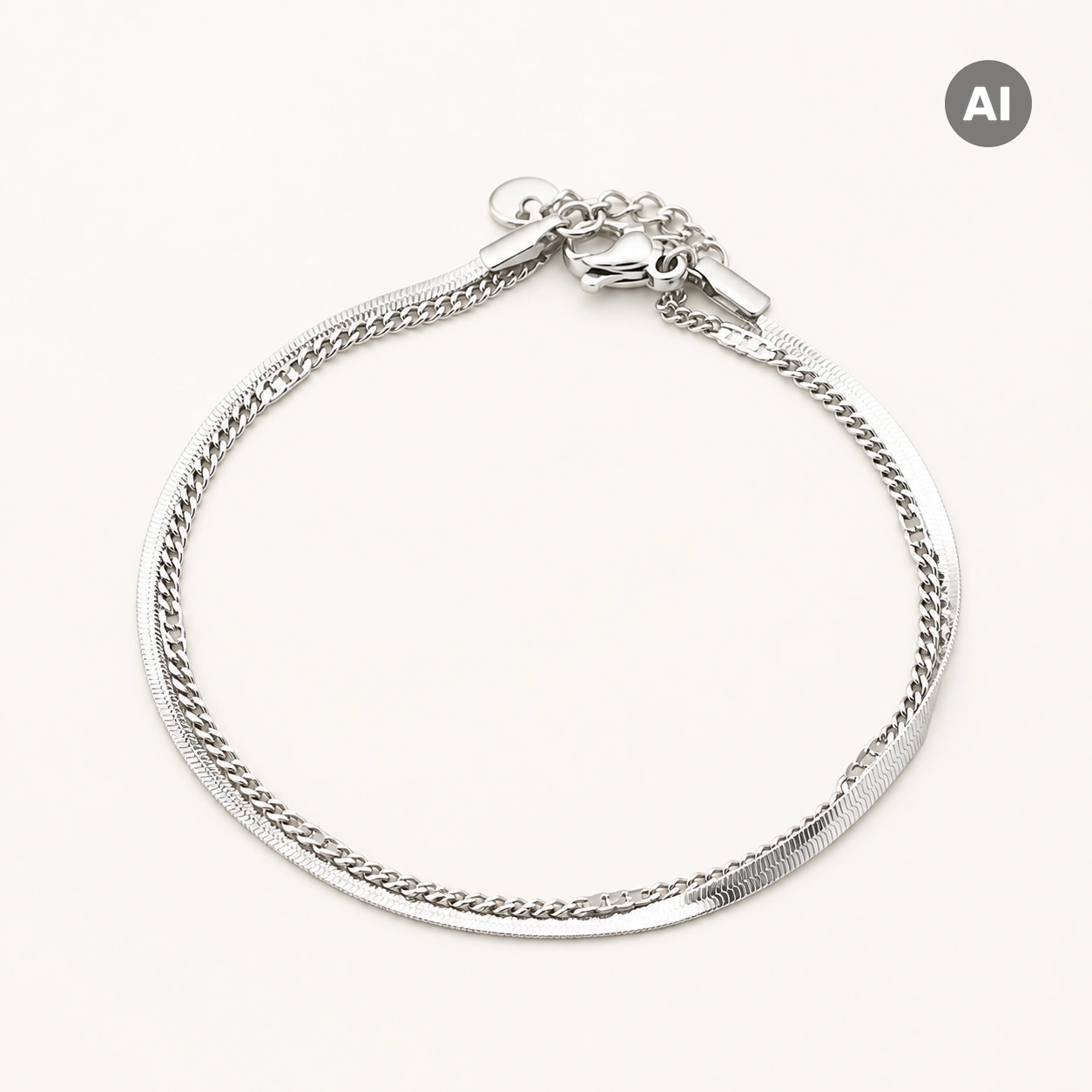 LIANOA Doppel-Armband silber