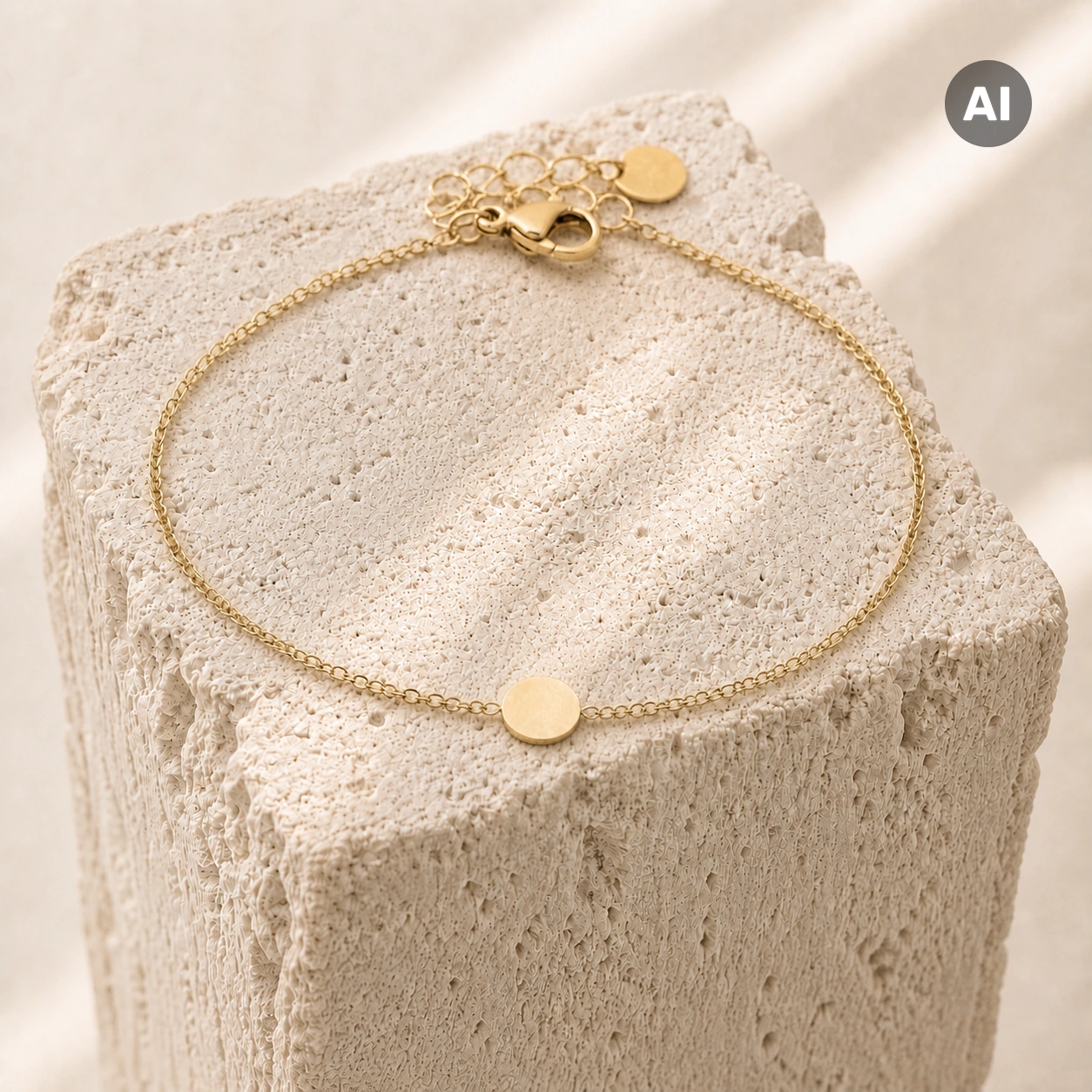 Armband mit Plättchen-Station und Verlängerung, goldfarben