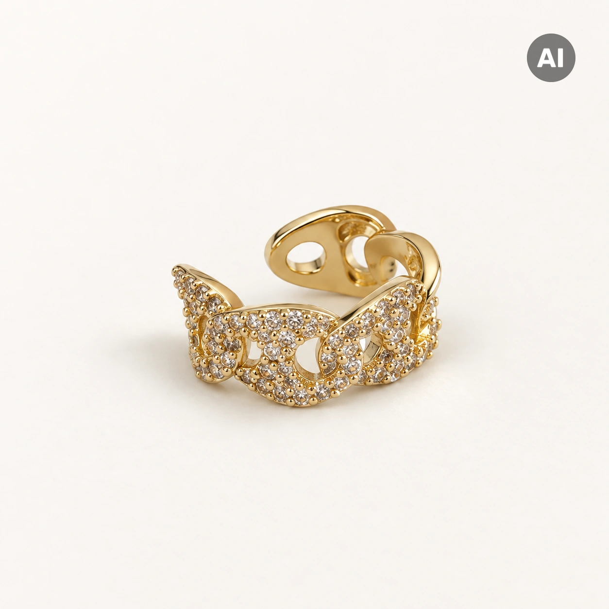 Ear Cuff mit Gliedern und Zirkonia-Besatz, goldfarben
