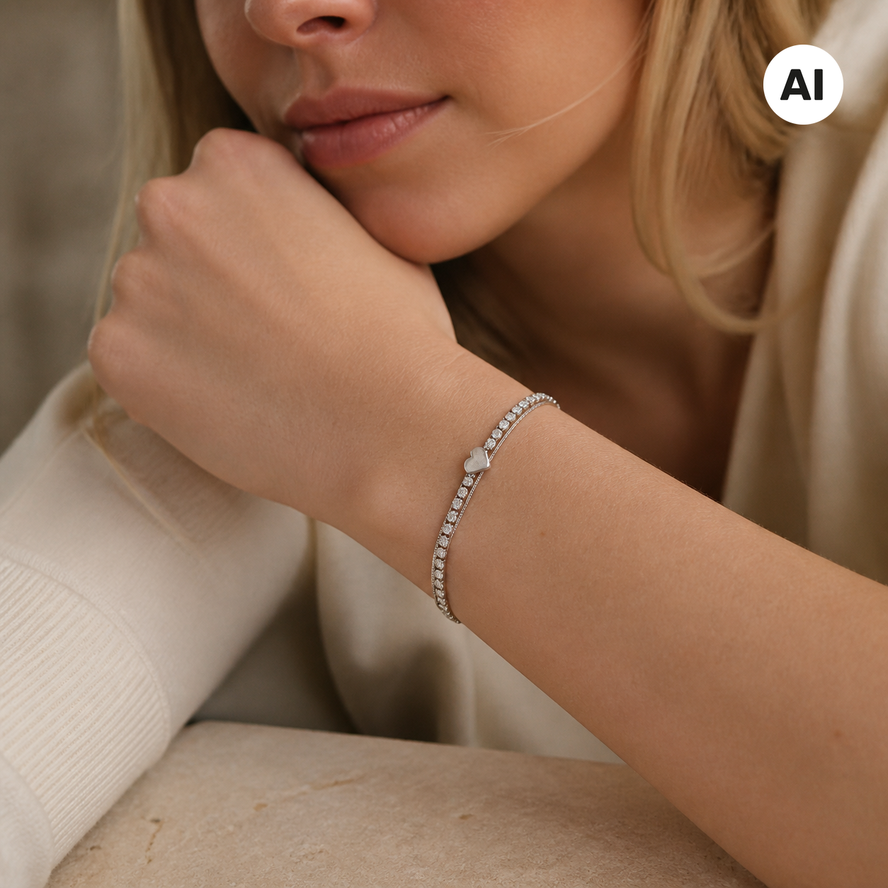 LIANOA Herz Armband doppelt silber