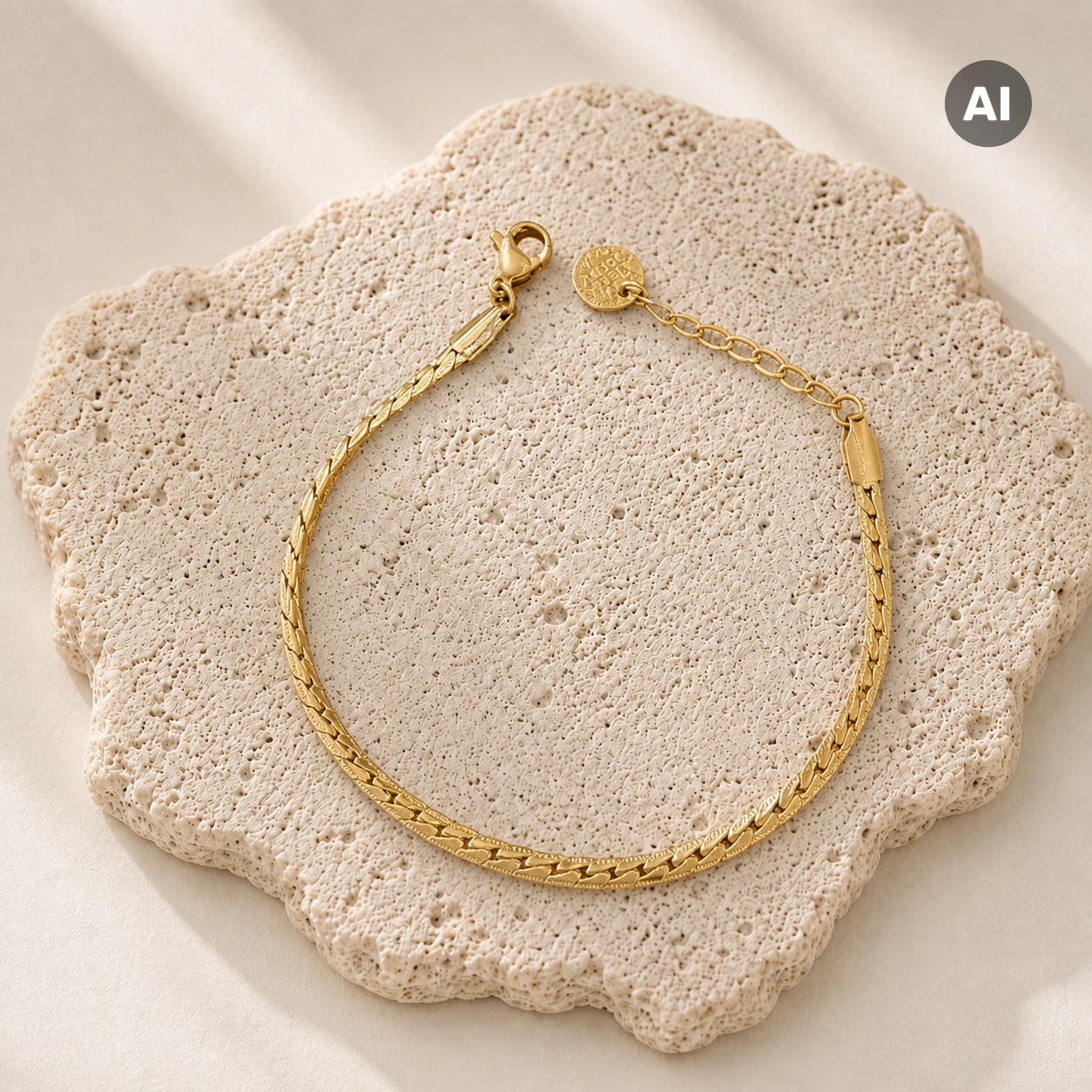 Armband mit geflochtener Kette und Verlängerung, goldfarben
