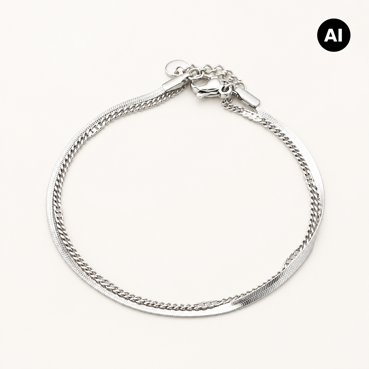 LIANOA Doppel-Armband silber