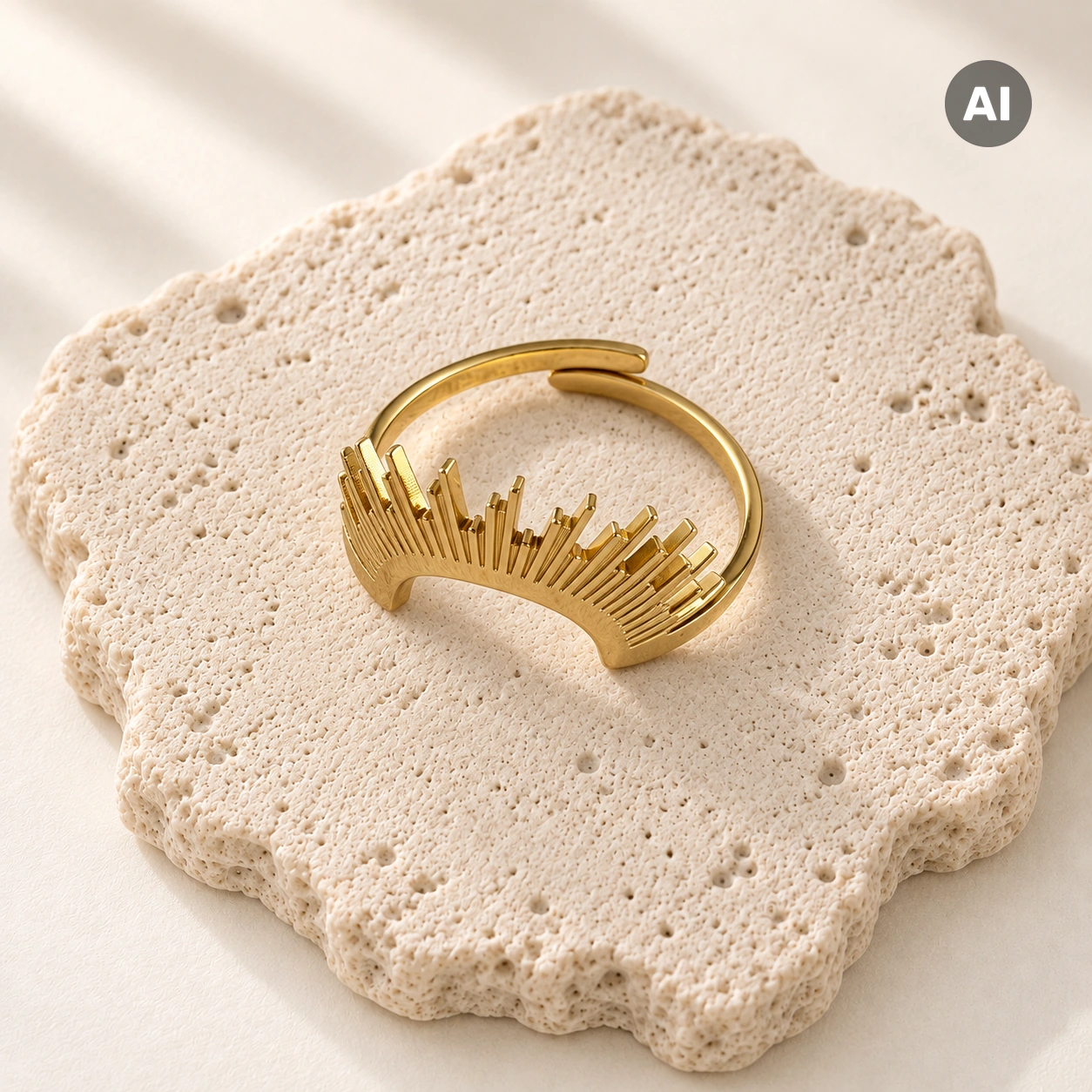 Ring mit Sonne, goldfarben