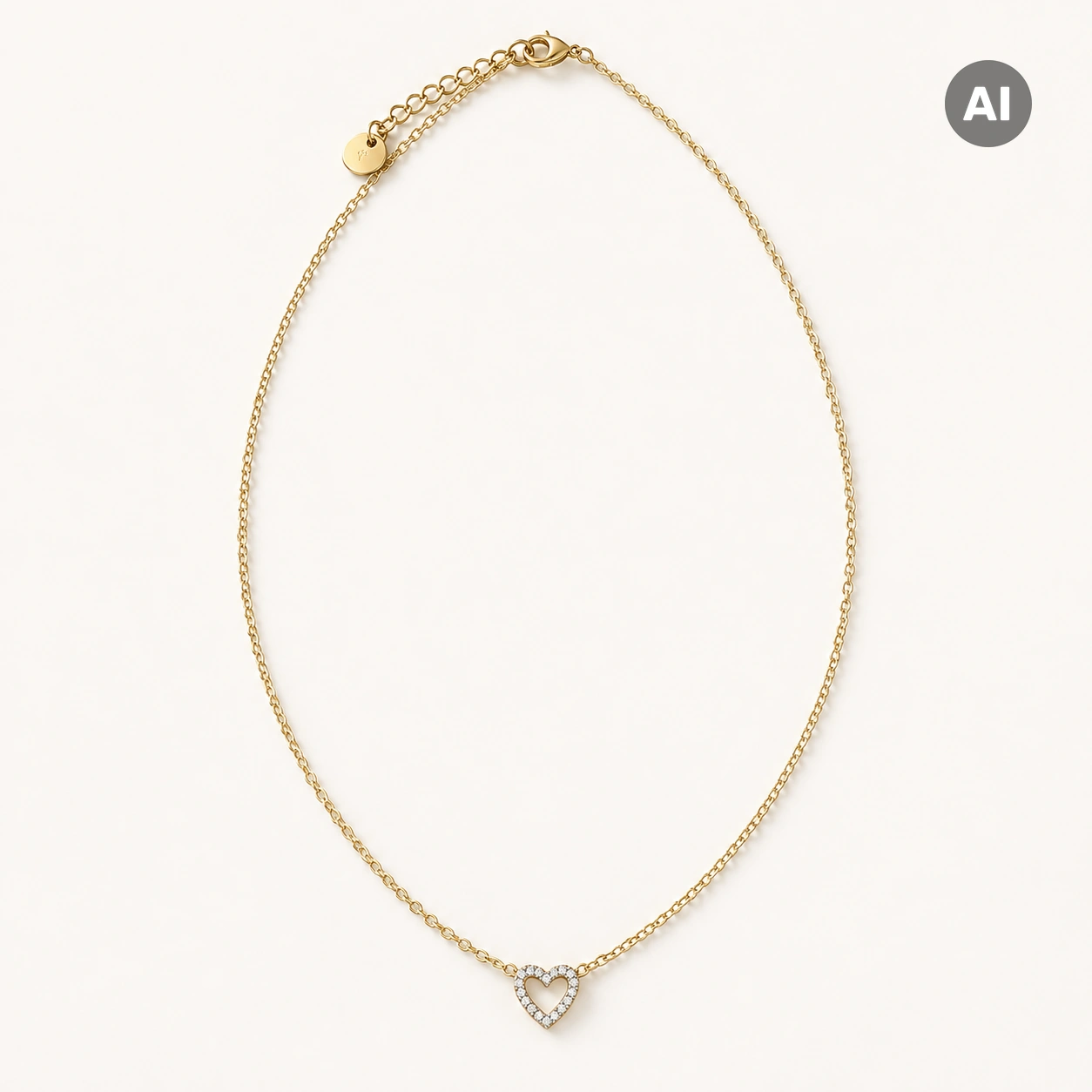 Halskette mit Herz-Anhänger, goldfarben