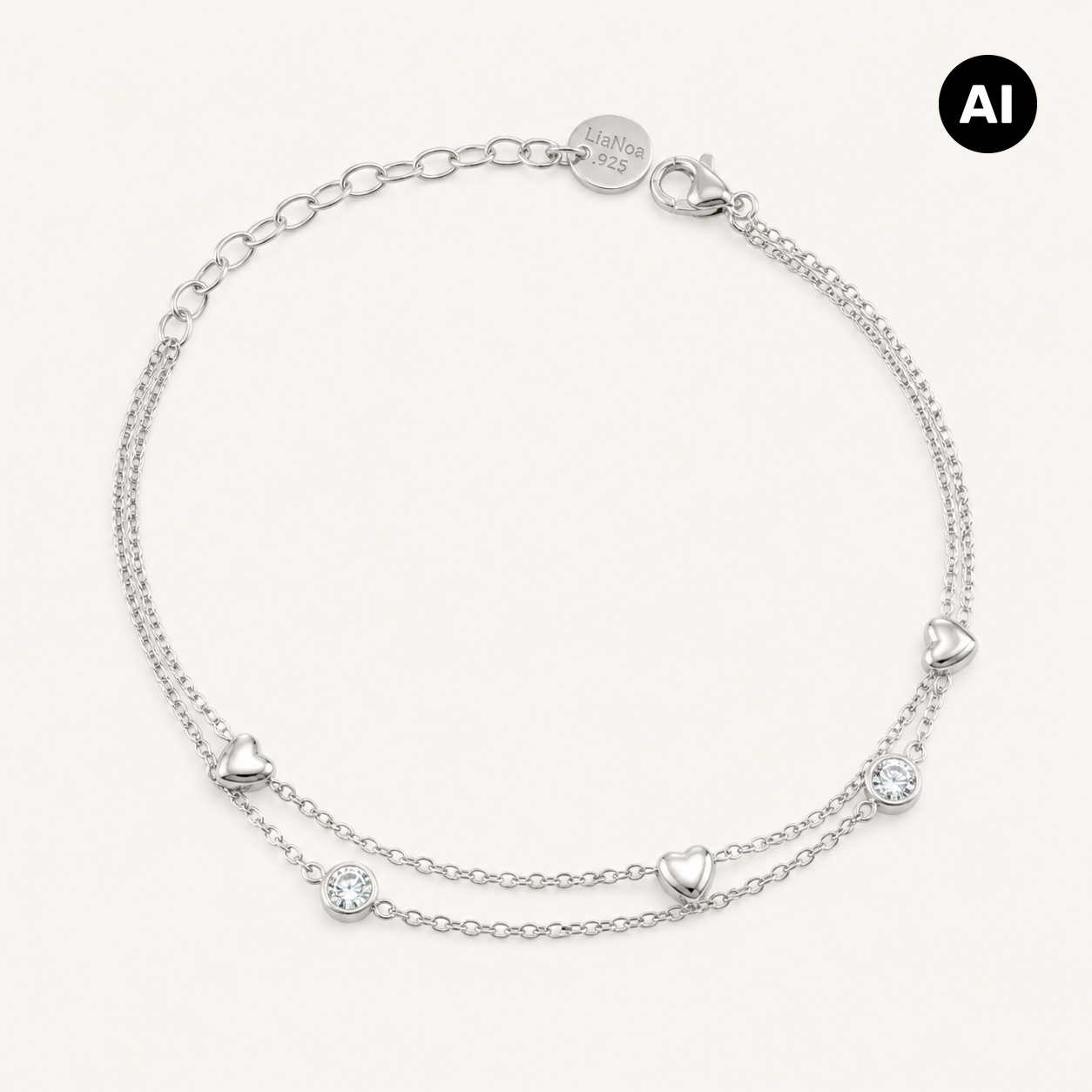 LIANOA Herz Armband doppelt silber